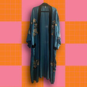 Free People Floral Embroidered Kimono Large